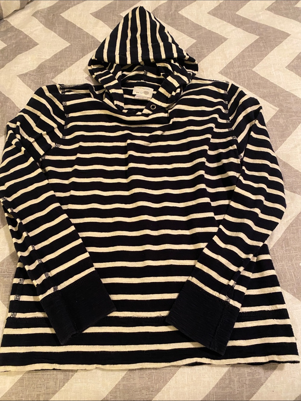 Crewcuts Black & Cream Striped Hooded Sweater boys